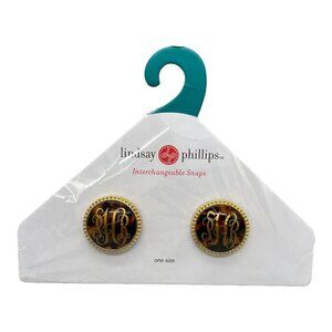 Lindsay Phillips Interchangeable Snaps Tortoise & Gold Monogrammed Shoe Accessor